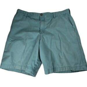 IZOD Saltwater‎ Chino Shorts Men's Sz 40 Green Flat Front Slash Front Pockets